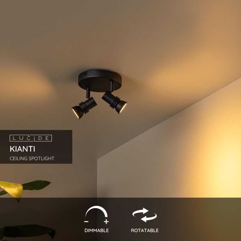 Lucide KIANTI - Ceiling spotlight - Ø 15 cm - 2xGU10 - Black